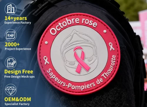 Custom Fire Department PVC Patches Octobre rose