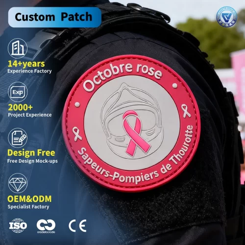 Custom Fire Department PVC Patches Octobre rose