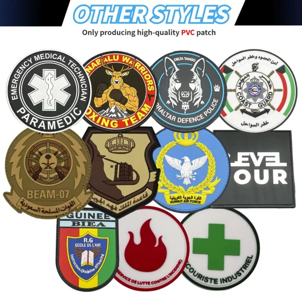 China Manufacture Personality Rubber Patch Custom Logo Christmas PVC Patches Hook and Loop for Clothes & Hats