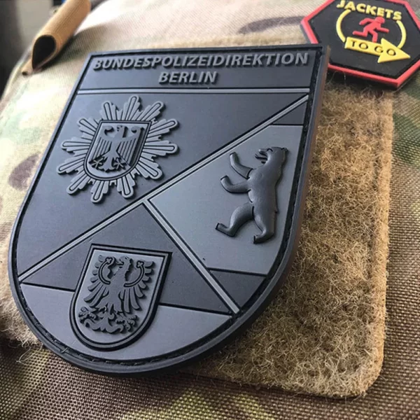 Custom-PVC-Soft-Patches-2D-3D-Embossed-Rubber-Logo-Velcro-Patch-for-Garment Police - 036 -03 Custom PVC Soft Patches 2D 3D Embossed Rubber Logo Velcro Patch for Garment