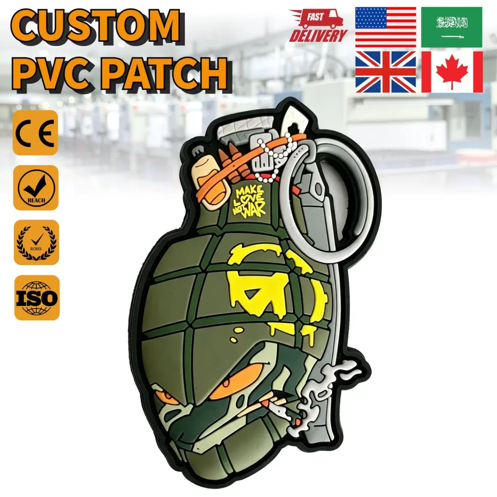 Custom PVC Velcro Patches 3D Embossed Transfer Printing Rubber Patch