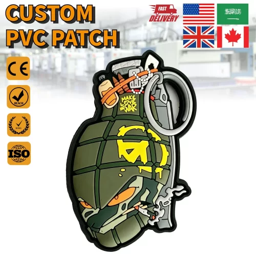 Custom PVC Velcro Patches 3D Embossed Transfer Printing Rubber Patch