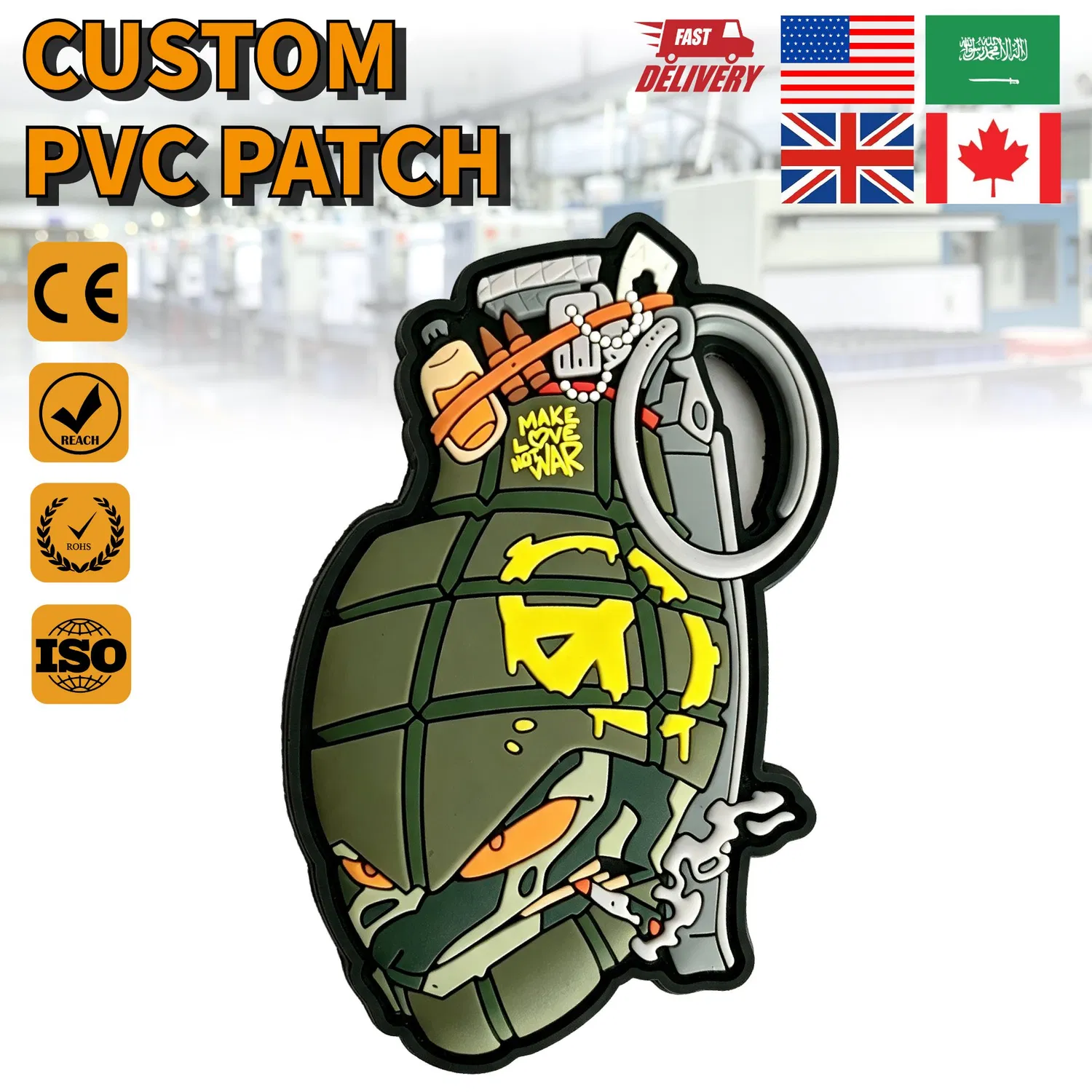 Custom-PVC-Velcro-Patches-3D-Embossed-Transfer-Printing-Rubber-Patch Army-064 -01 Custom PVC Velcro Patches 3D Embossed Transfer Printing Rubber Patch