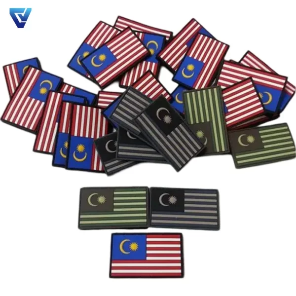 Eco-Friendly PVC Velcro Patches Flag Custom Logo 3D Rubber Iron on Patch Badges