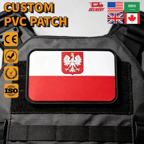 Factory Custom 3D PVC Patches Custom Logo Rectangle 2D Velcro Rubber Patch