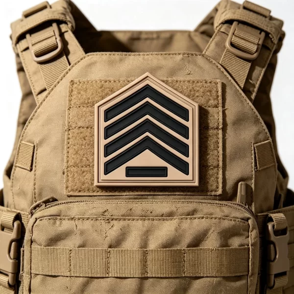 in Stock Durable Customize Rubber Patches 2D Brown Saudi V-Shaped Soft PVC Rubber Badge for Uniform Clothes