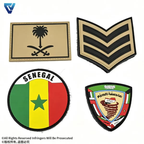 Custom-Raised-2D-PVC-Patch-Heat-Transfer-Rubber-Patches-Sew-on-Badge Army-077 -4 Factory Custom PVC Patch 3D Logo Embossed Rubber Patches Badge for Hats