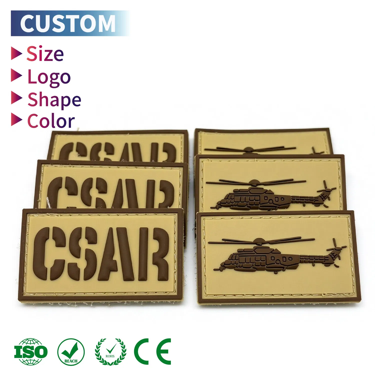 Custom Eco-Friendly PVC Patch Saudi 2D 3D Logo Rubber Patches for Clothing