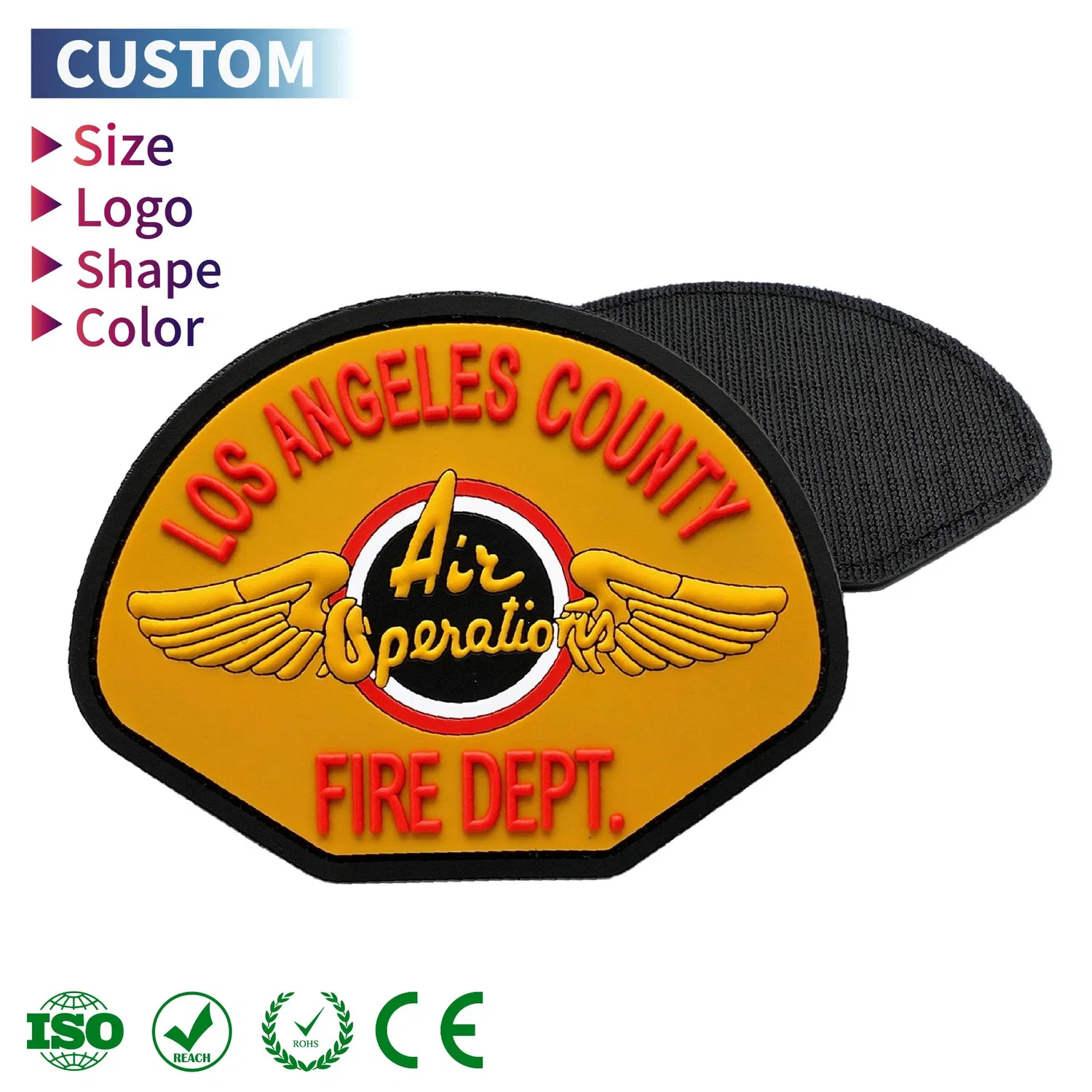 Custom PVC Patch 3D Eco-Friendly Embossed Logo 2D Soft Rubber Badges Patches