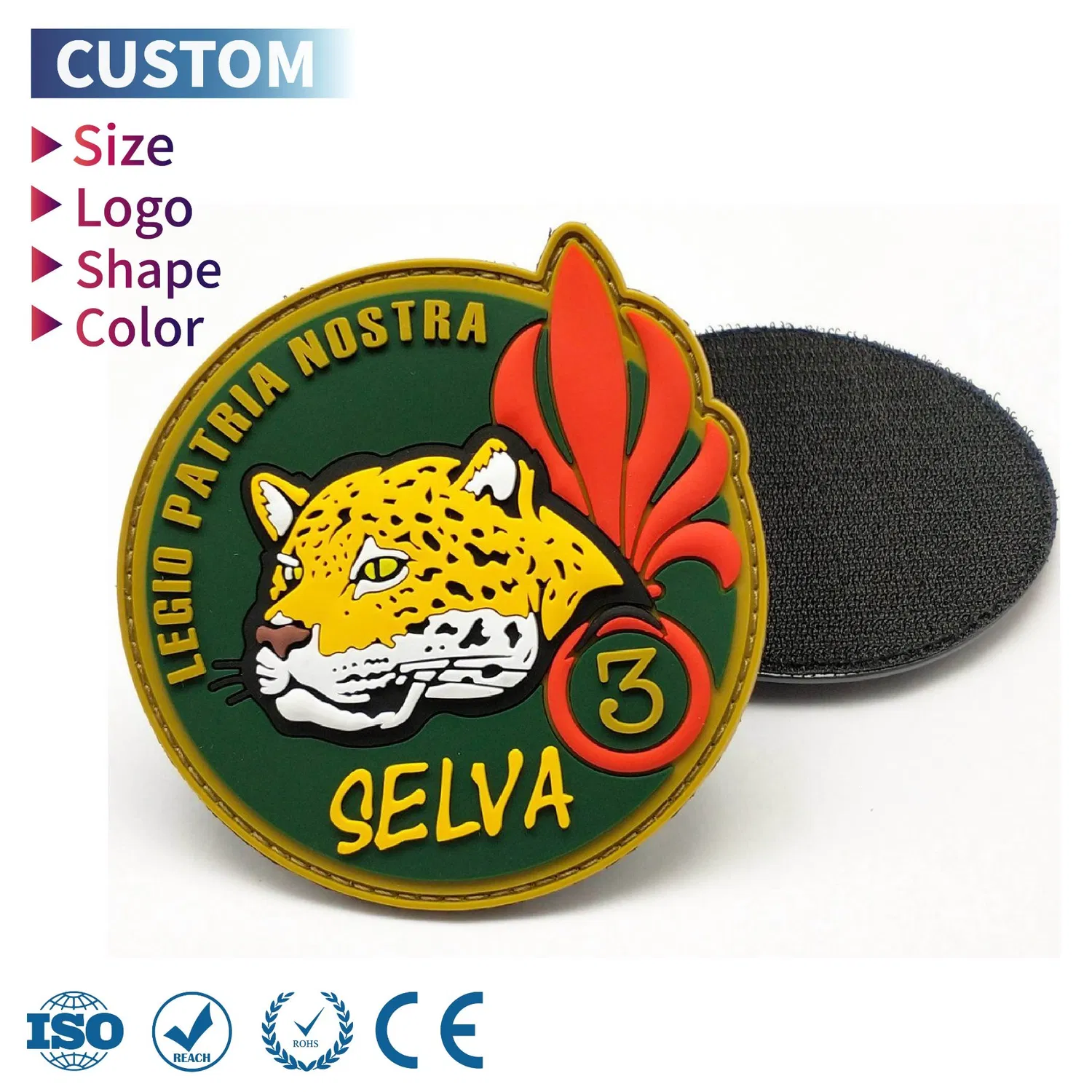 Factory-Custom-PVC-Patch-3D-Embossed-Logo-Soft-Rubber-Badge-Patches Army-081 Factory Custom PVC Patch 3D Embossed Logo Soft Rubber Badge Patches