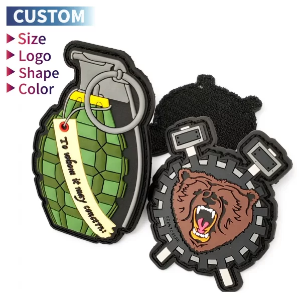 Factory Custom PVC Patch Saudi 3D Embossed Logo Soft Rubber Badge Patches