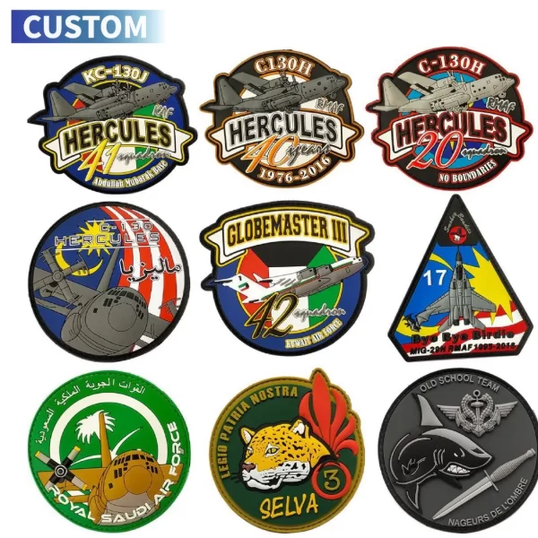Factory Custom PVC Patch Saudi 3D Embossed Logo Soft Rubber Badge Patches