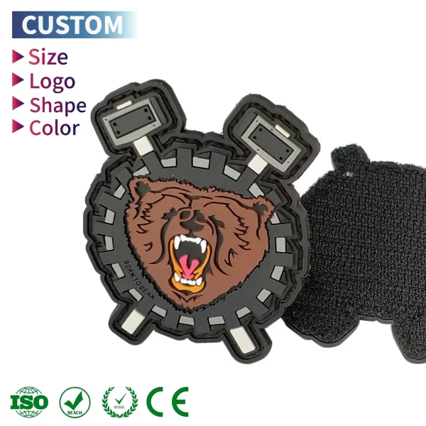 Factory Custom Patch PVC 3D Embossed Logo Rubber Iron on Patches Badge