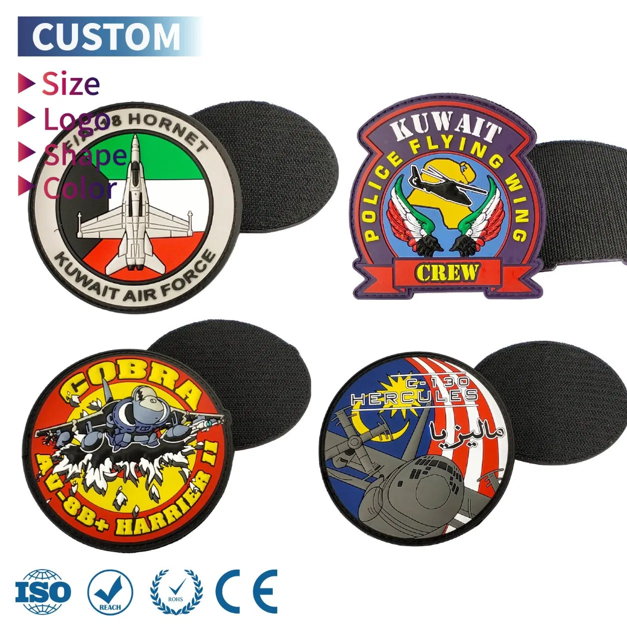 Factory Custom Soft PVC Patch Raised 3D Logo Silicone Rubber Patches